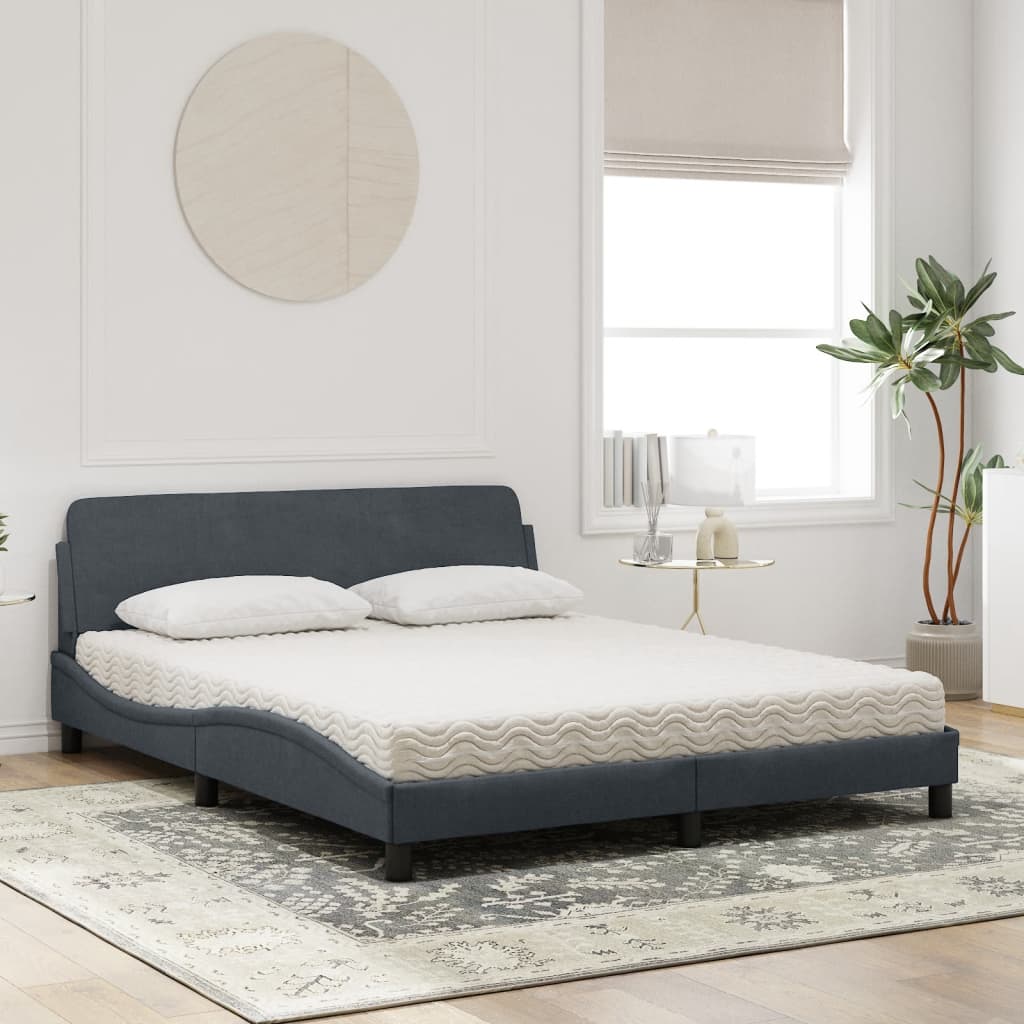 Lit avec matelas gris foncé 160x200 cm velours