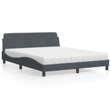 Lit avec matelas gris foncé 160x200 cm velours