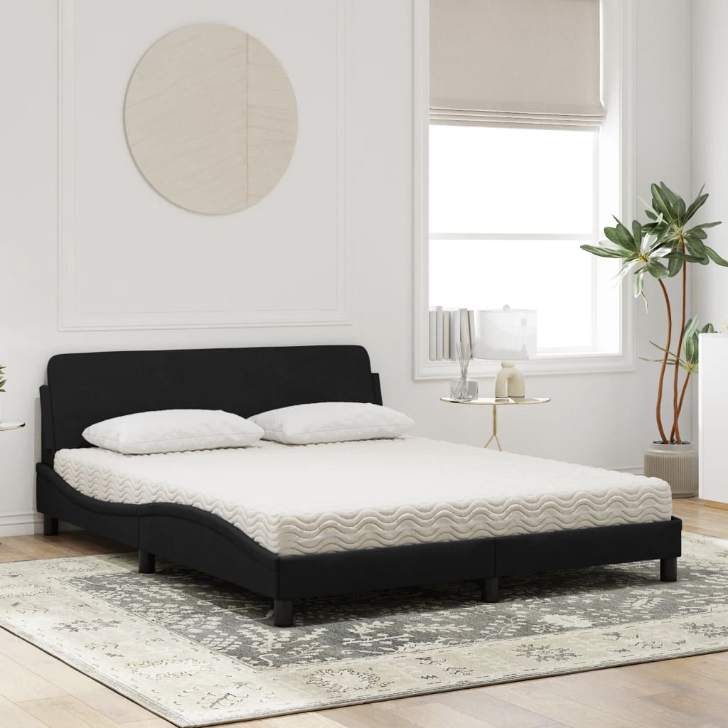 Lit avec matelas noir 160x200 cm velours