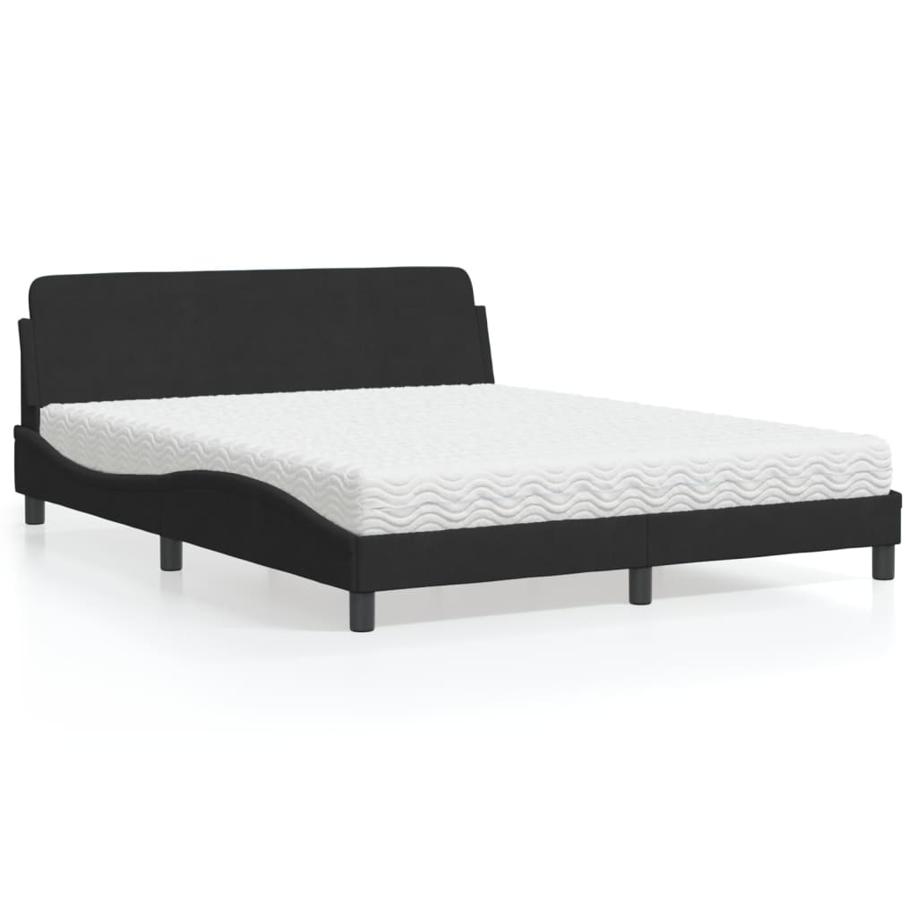 Lit avec matelas noir 160x200 cm velours