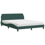 Lit avec matelas vert foncé 160x200 cm velours