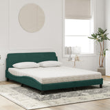 Lit avec matelas vert foncé 160x200 cm velours