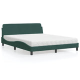 Lit avec matelas vert foncé 160x200 cm velours