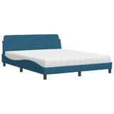 Lit avec matelas bleu 160x200 cm velours