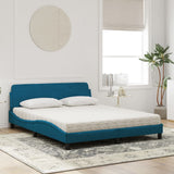 Lit avec matelas bleu 160x200 cm velours