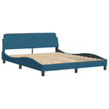 Lit avec matelas bleu 160x200 cm velours