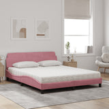 Lit avec matelas rose 160x200 cm velours