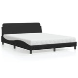 Lit avec matelas noir 160x200 cm similicuir