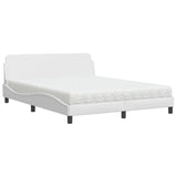 Lit avec matelas blanc 160x200 cm similicuir