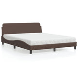 Bed with brown mattress 160x200 cm imitation leather