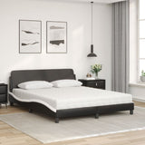 Lit avec matelas noir et blanc 160x200 cm similicuir