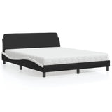 Lit avec matelas noir et blanc 160x200 cm similicuir