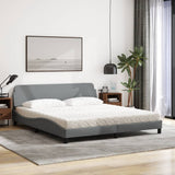 Lit avec matelas gris clair 180x200 cm tissu