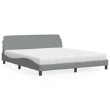 Lit avec matelas gris clair 180x200 cm tissu