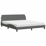 Lit avec matelas gris foncé 180x200 cm tissu