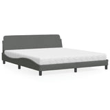 Lit avec matelas gris foncé 180x200 cm tissu