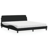 Lit avec matelas noir 180x200 cm tissu