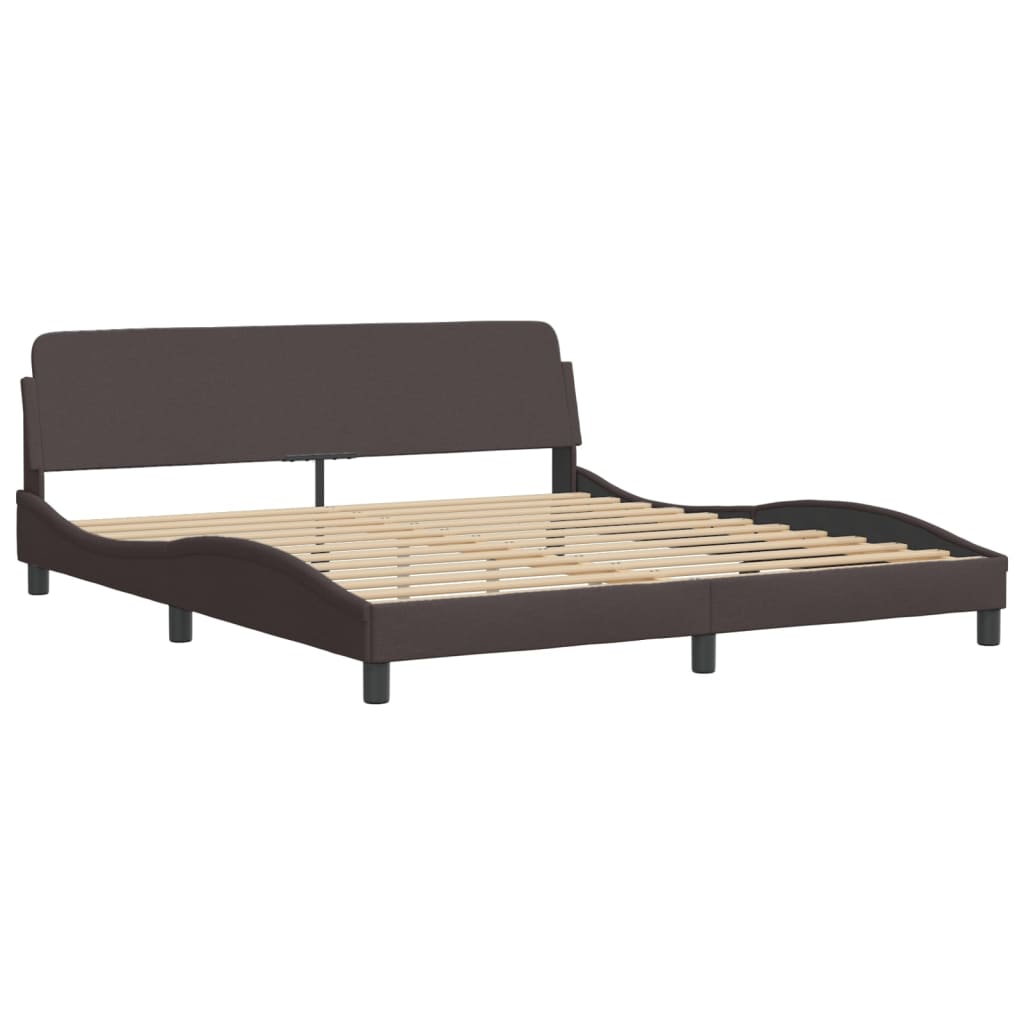 Bed with dark brown mattress 180x200 cm fabric