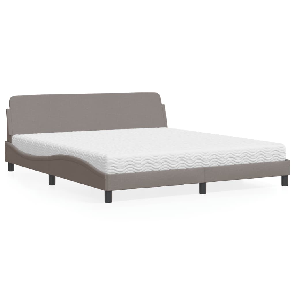 Lit avec matelas taupe 180x200 cm tissu