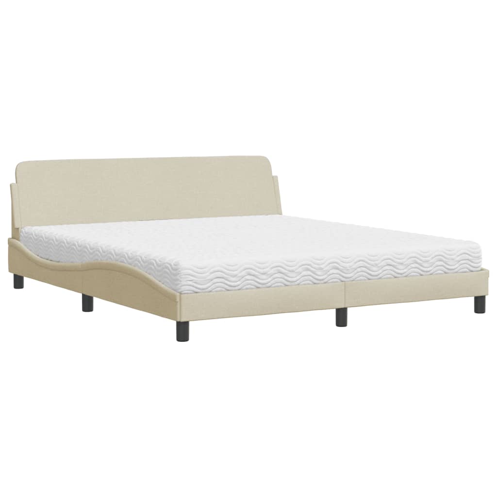 Lit avec matelas crème 180x200 cm tissu