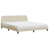 Lit avec matelas crème 180x200 cm tissu