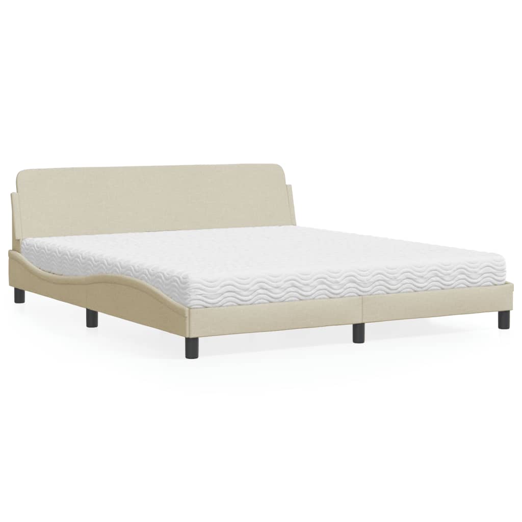 Lit avec matelas crème 180x200 cm tissu