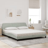 Lit avec matelas gris clair 180x200 cm velours