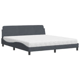 Lit avec matelas gris foncé 180x200 cm velours