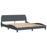 Lit avec matelas gris foncé 180x200 cm velours