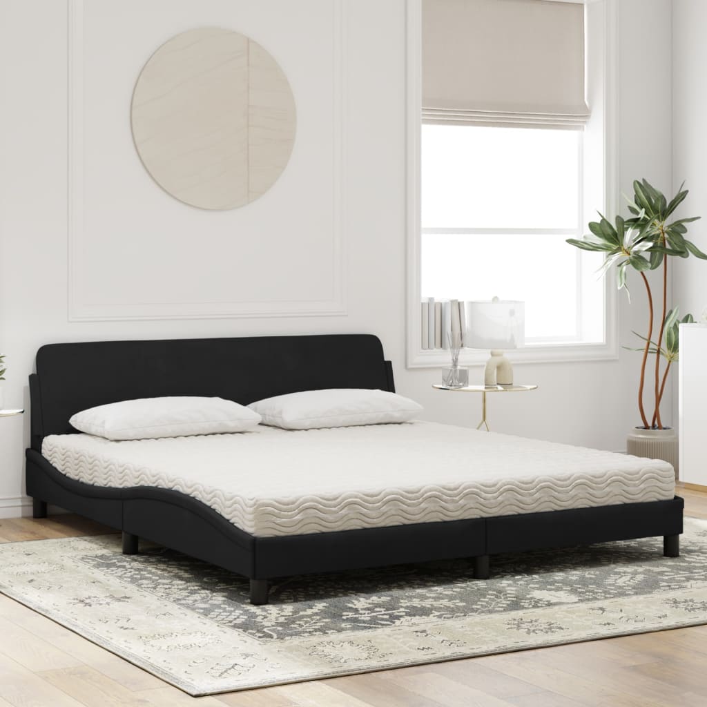 Lit avec matelas noir 180x200 cm velours