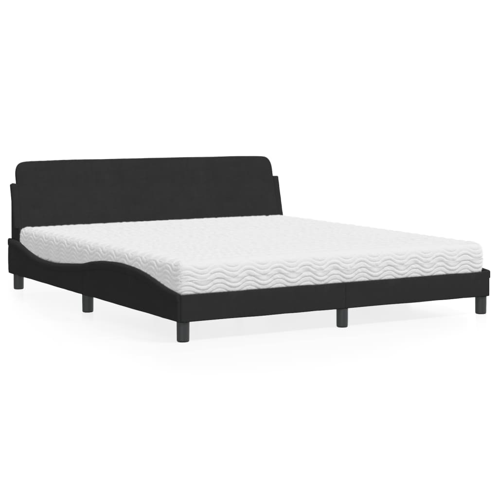 Lit avec matelas noir 180x200 cm velours