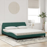 Lit avec matelas vert foncé 180x200 cm velours