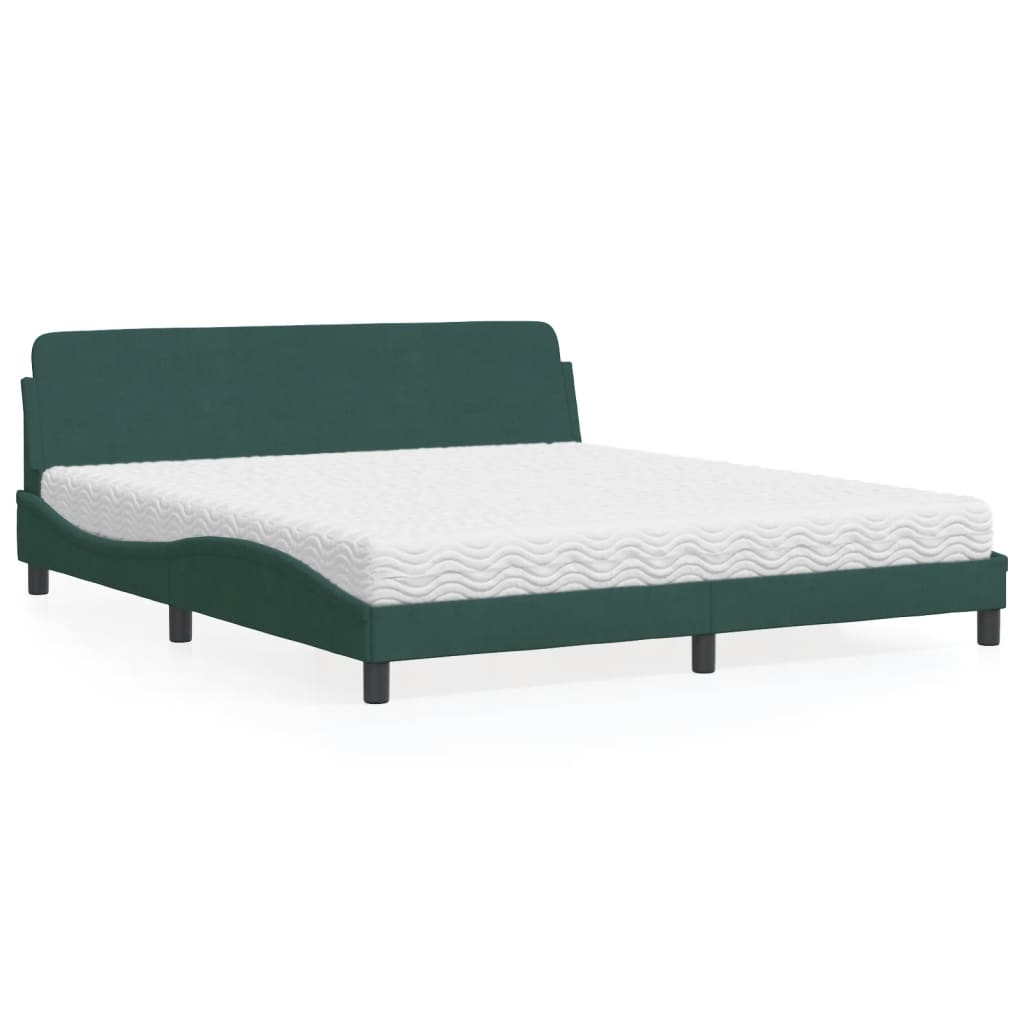 Lit avec matelas vert foncé 180x200 cm velours