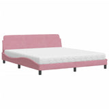 Lit avec matelas rose 180x200 cm velours