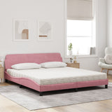 Lit avec matelas rose 180x200 cm velours