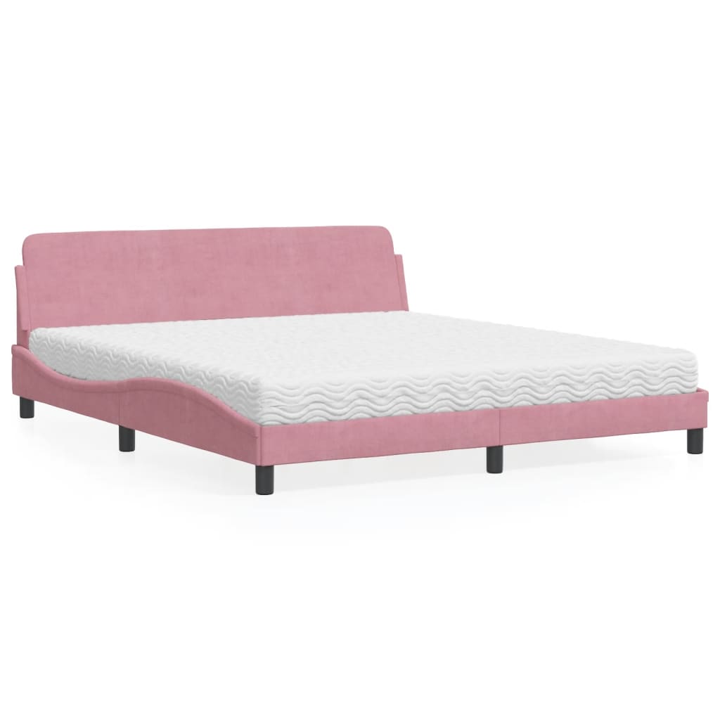 Lit avec matelas rose 180x200 cm velours