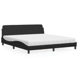 Lit avec matelas noir 180x200 cm similicuir