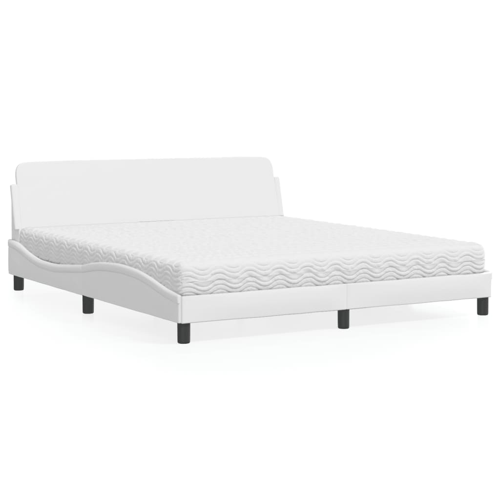 Lit avec matelas blanc 180x200 cm similicuir