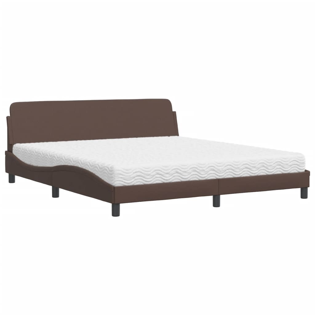 Lit avec matelas marron 180x200 cm similicuir