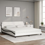 Lit avec matelas blanc et noir 180x200 cm similicuir