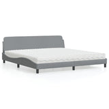 Lit avec matelas gris clair 200x200 cm tissu