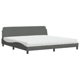 Lit avec matelas gris foncé 200x200 cm tissu