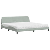 Lit avec matelas gris clair 200x200 cm velours