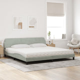 Lit avec matelas gris clair 200x200 cm velours