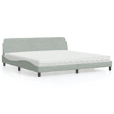 Lit avec matelas gris clair 200x200 cm velours