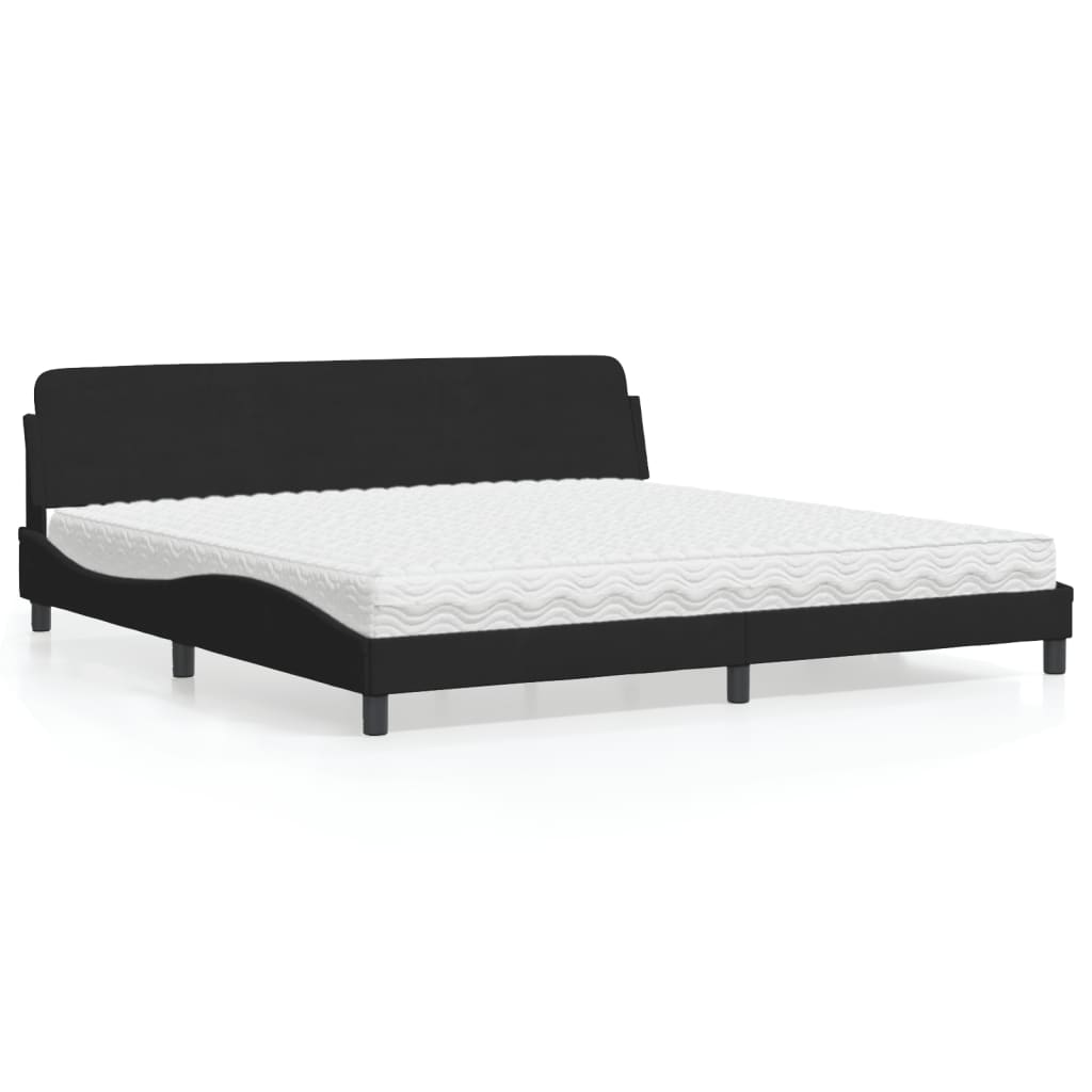 Lit avec matelas noir 200x200 cm velours