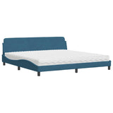 Lit avec matelas bleu 200x200 cm velours