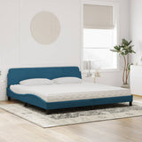 Lit avec matelas bleu 200x200 cm velours