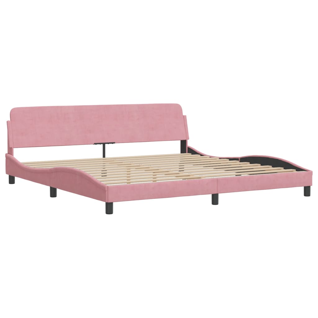 Lit avec matelas rose 200x200 cm velours