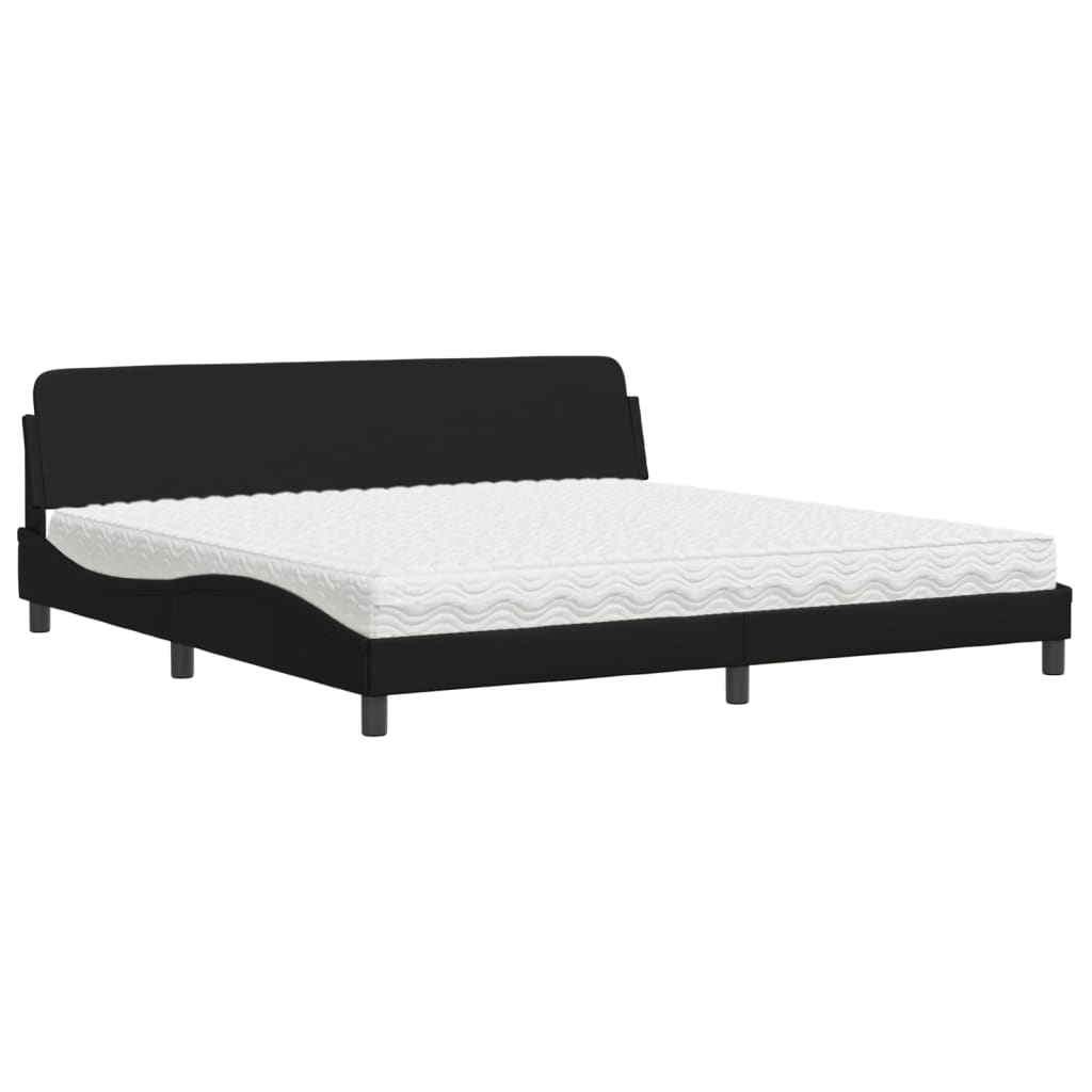 Lit avec matelas noir 200x200 cm similicuir